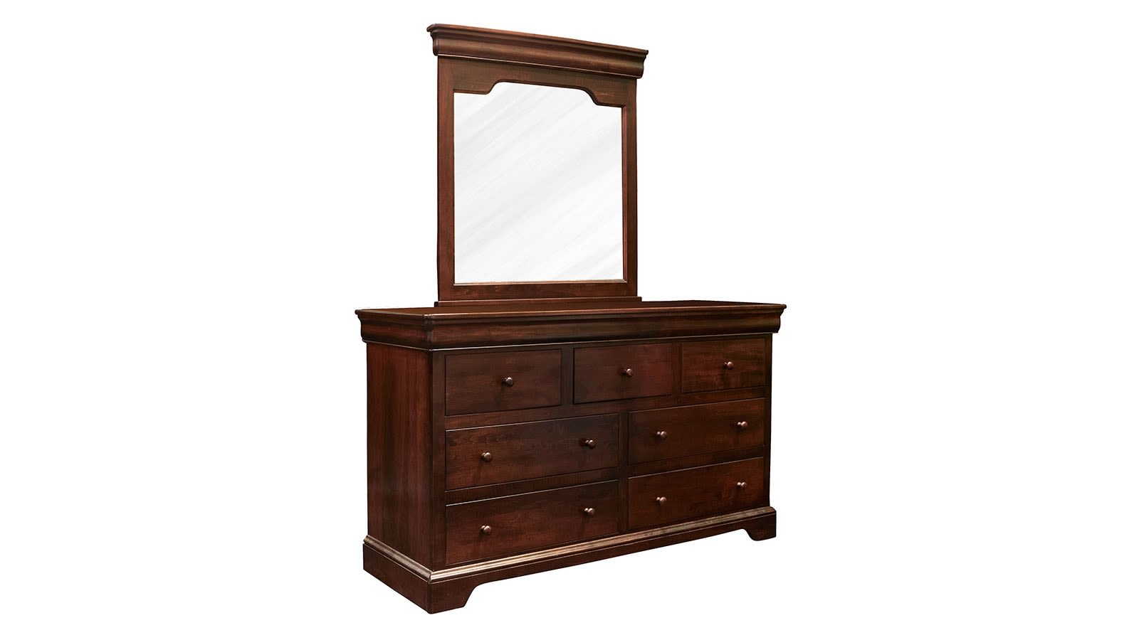 Honey Grove Solid Maple Wood 7 Drawer Dresser w/Mirror