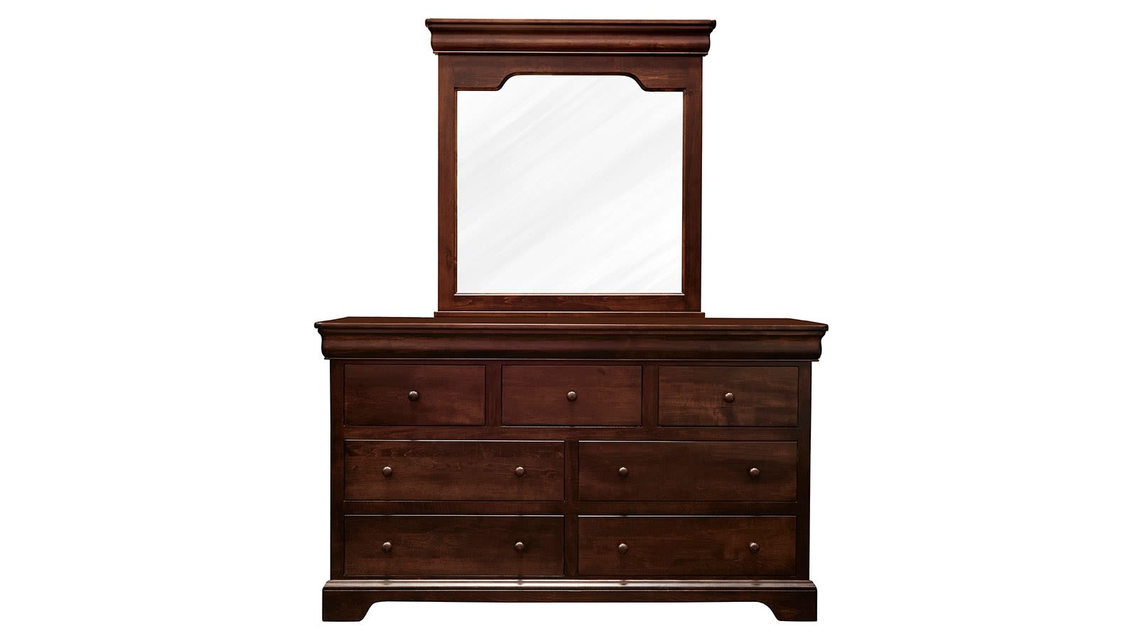 Honey Grove Solid Maple Wood 7 Drawer Dresser w/Mirror