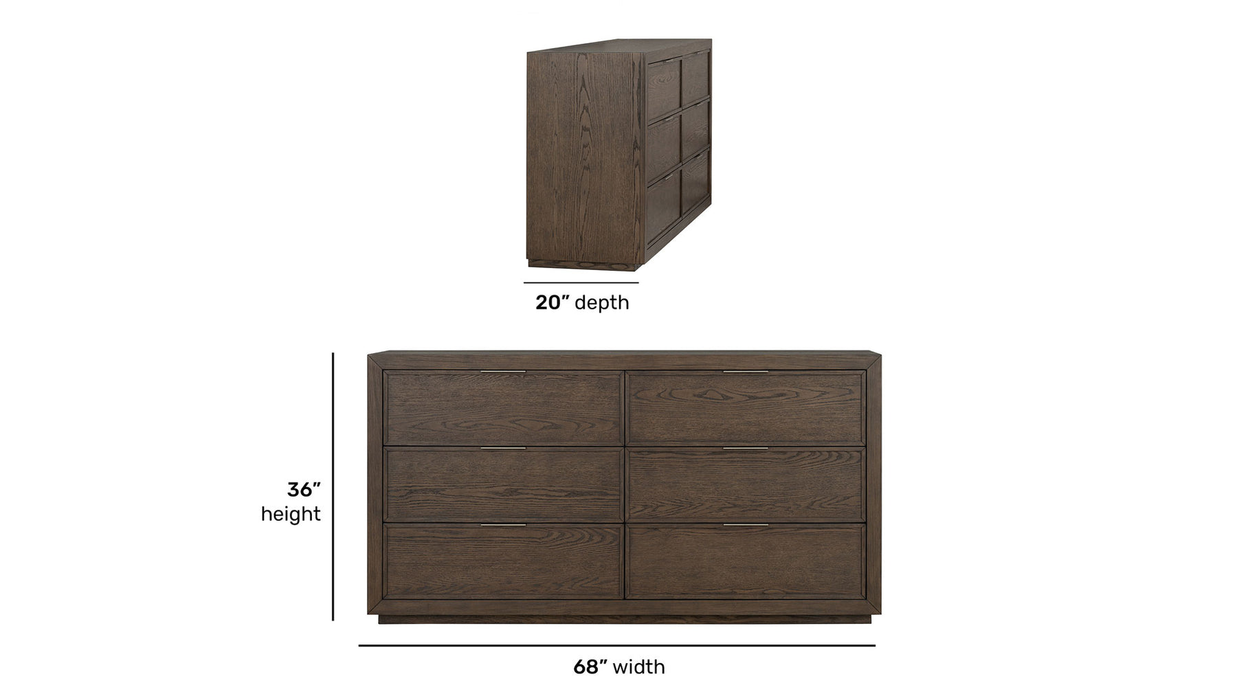 2pc Athens Brownstone 6 Drawer Dresser & Mirror