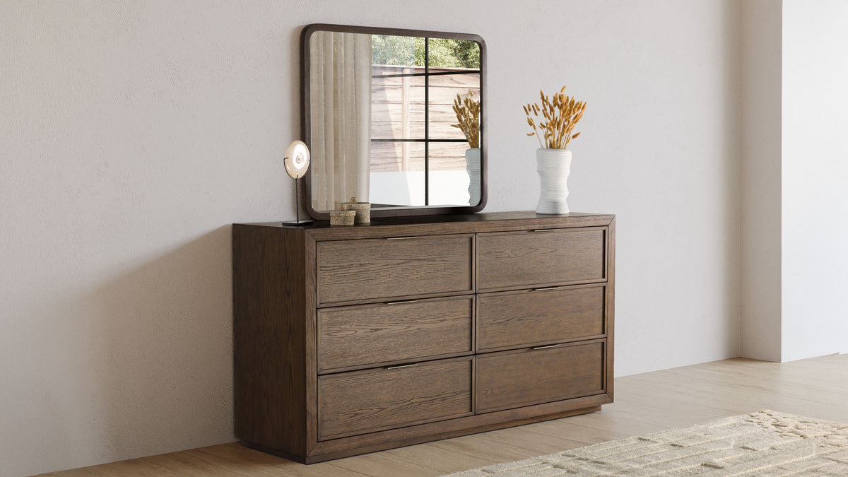 2pc Athens Brownstone 6 Drawer Dresser & Mirror