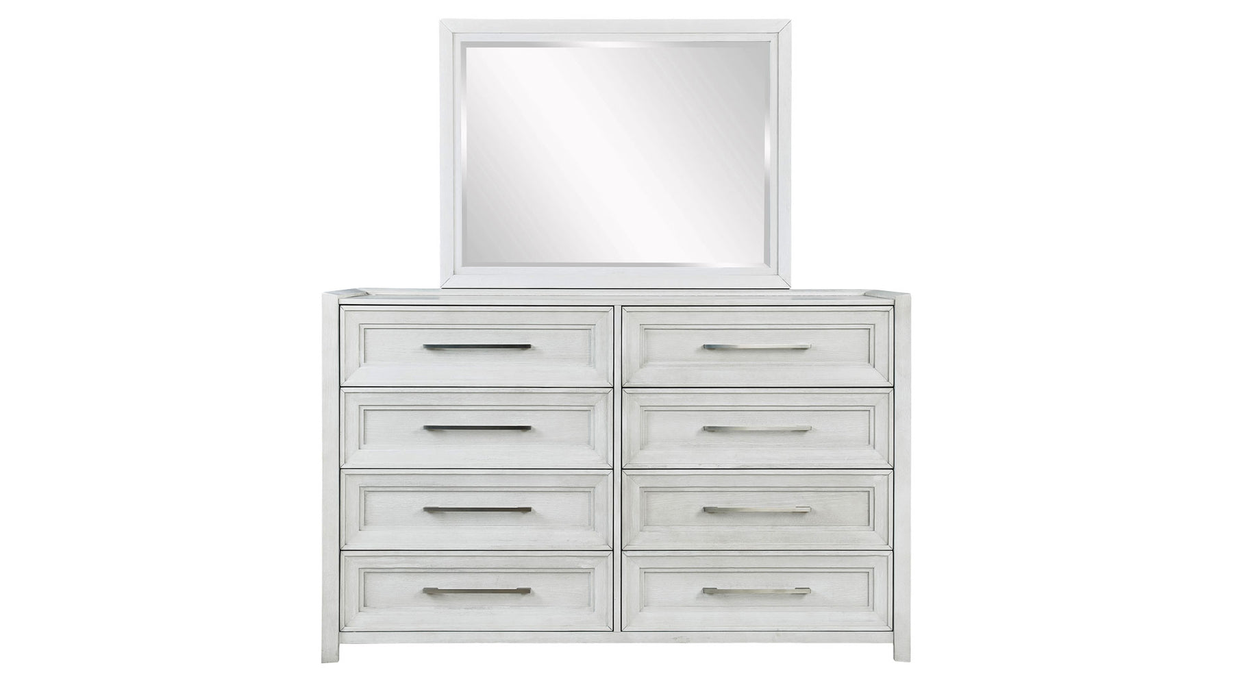 Charter Modern White 8 Drawer Dresser w/Mirror