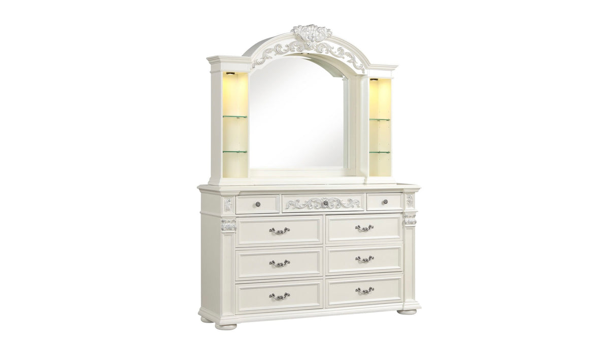 PLATINUM WHITE DRESSER & MIRROR