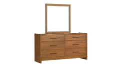 Taliesin 2-Piece Dresser & Mirror | Walnut Finish & Gunmetal | Gallery Furniture