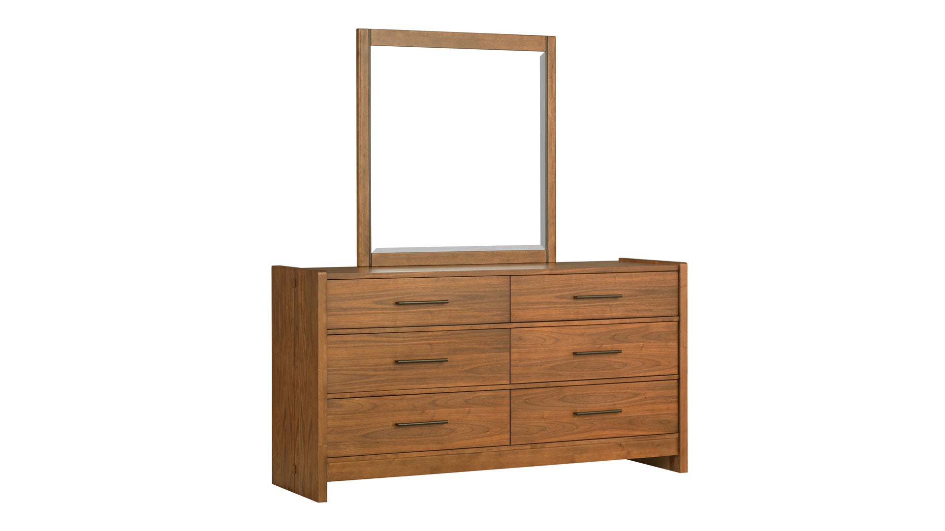 Taliesin 2-Piece Dresser & Mirror | Walnut Finish & Gunmetal | Gallery Furniture