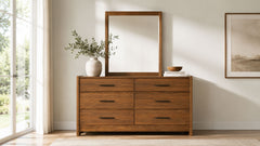 Taliesin 2-Piece Dresser & Mirror | Walnut Finish & Gunmetal | Gallery Furniture