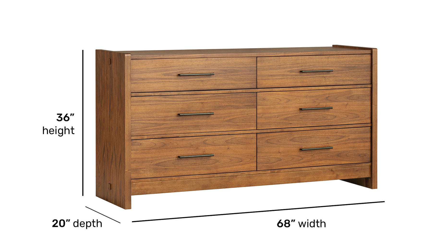 Taliesin 2-Piece Dresser & Mirror | Walnut Finish & Gunmetal | Gallery Furniture