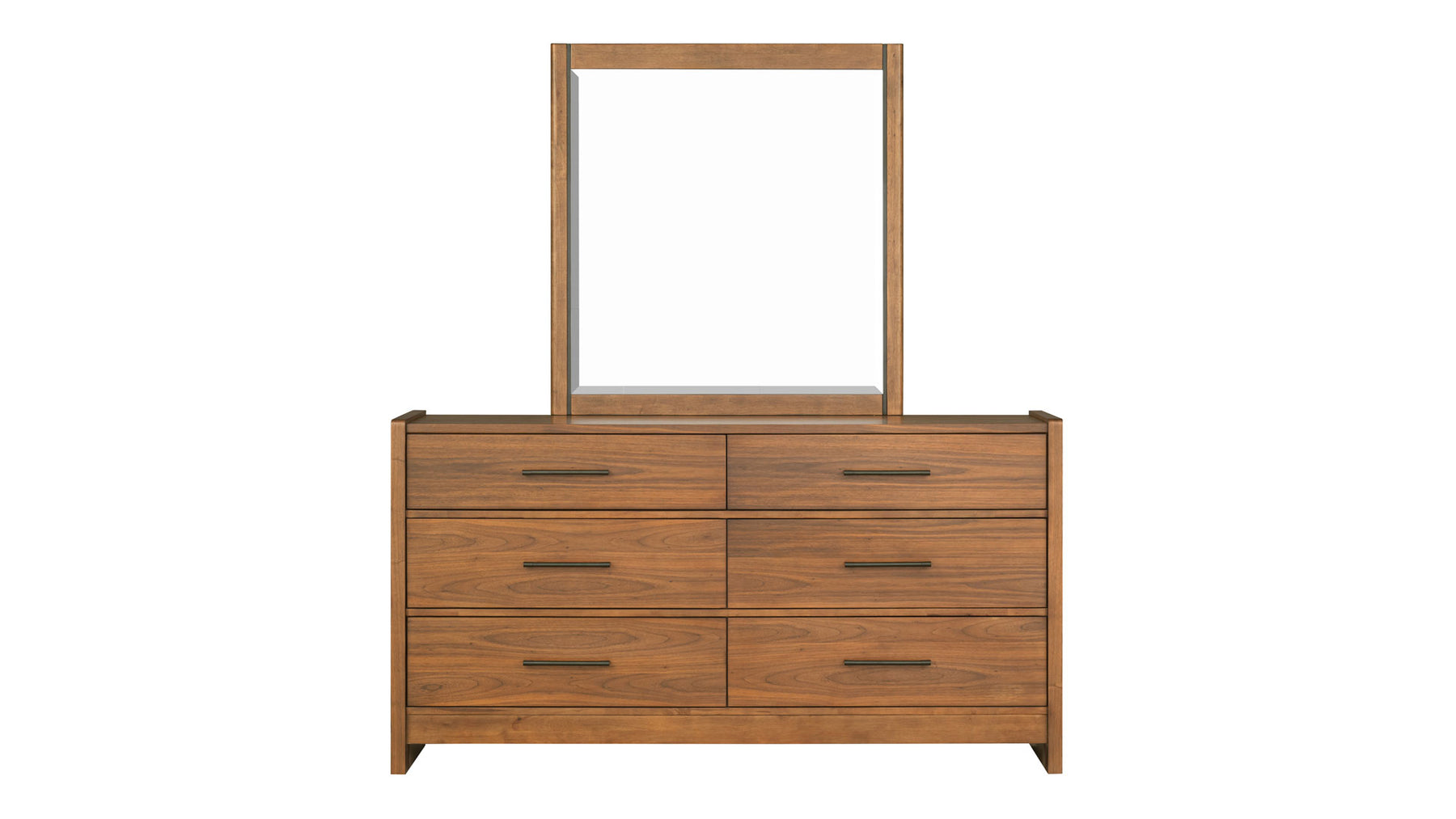 Taliesin 2-Piece Dresser & Mirror | Walnut Finish & Gunmetal | Gallery Furniture