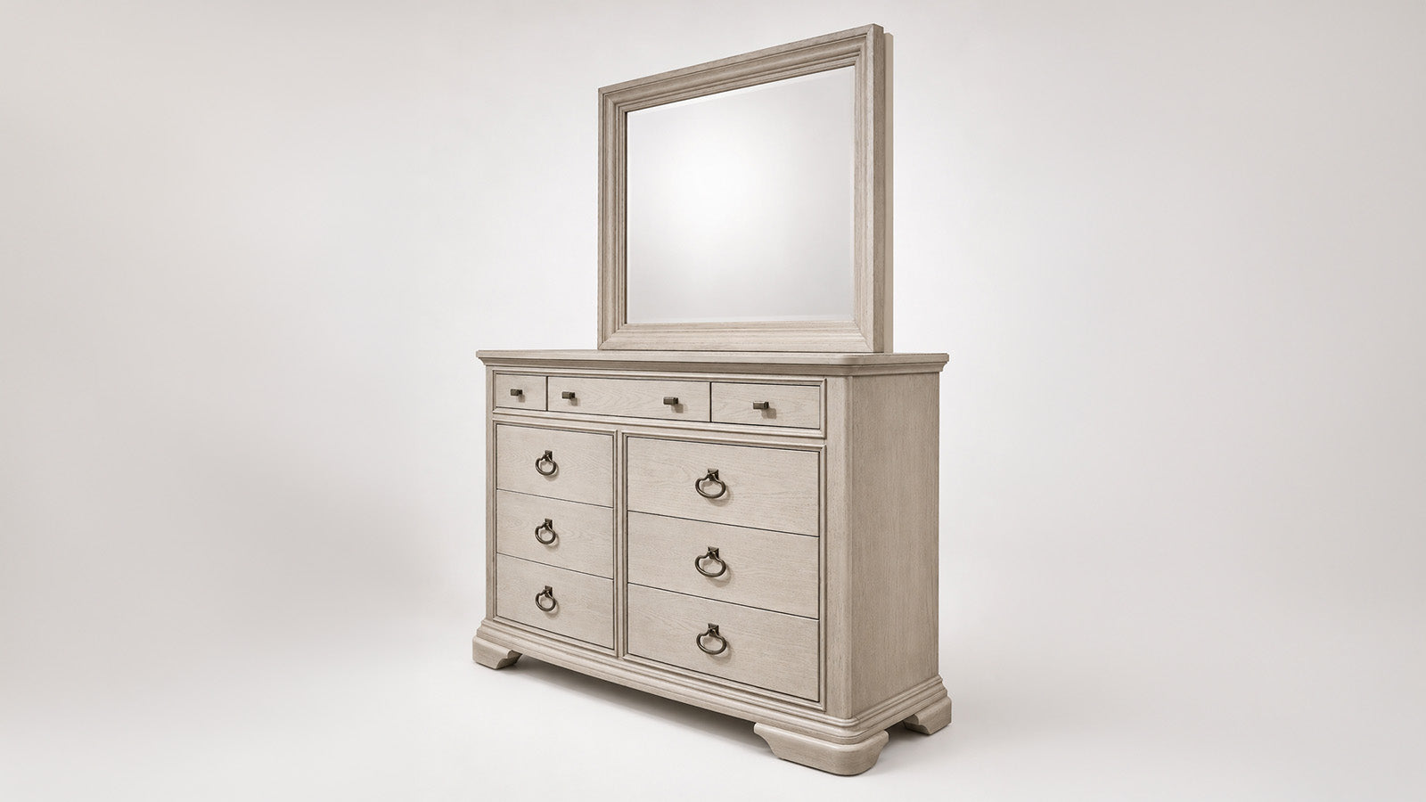 Whalen Brushed White Dresser/Mirror