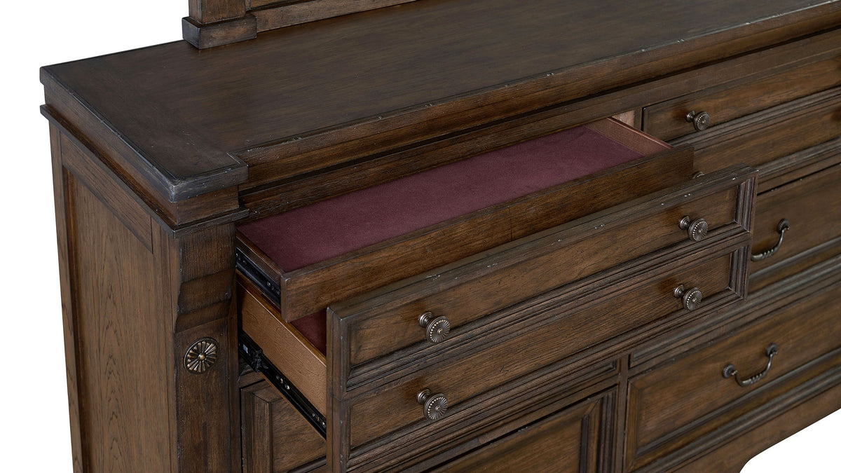Pecan Rustic Dresser & Mirror