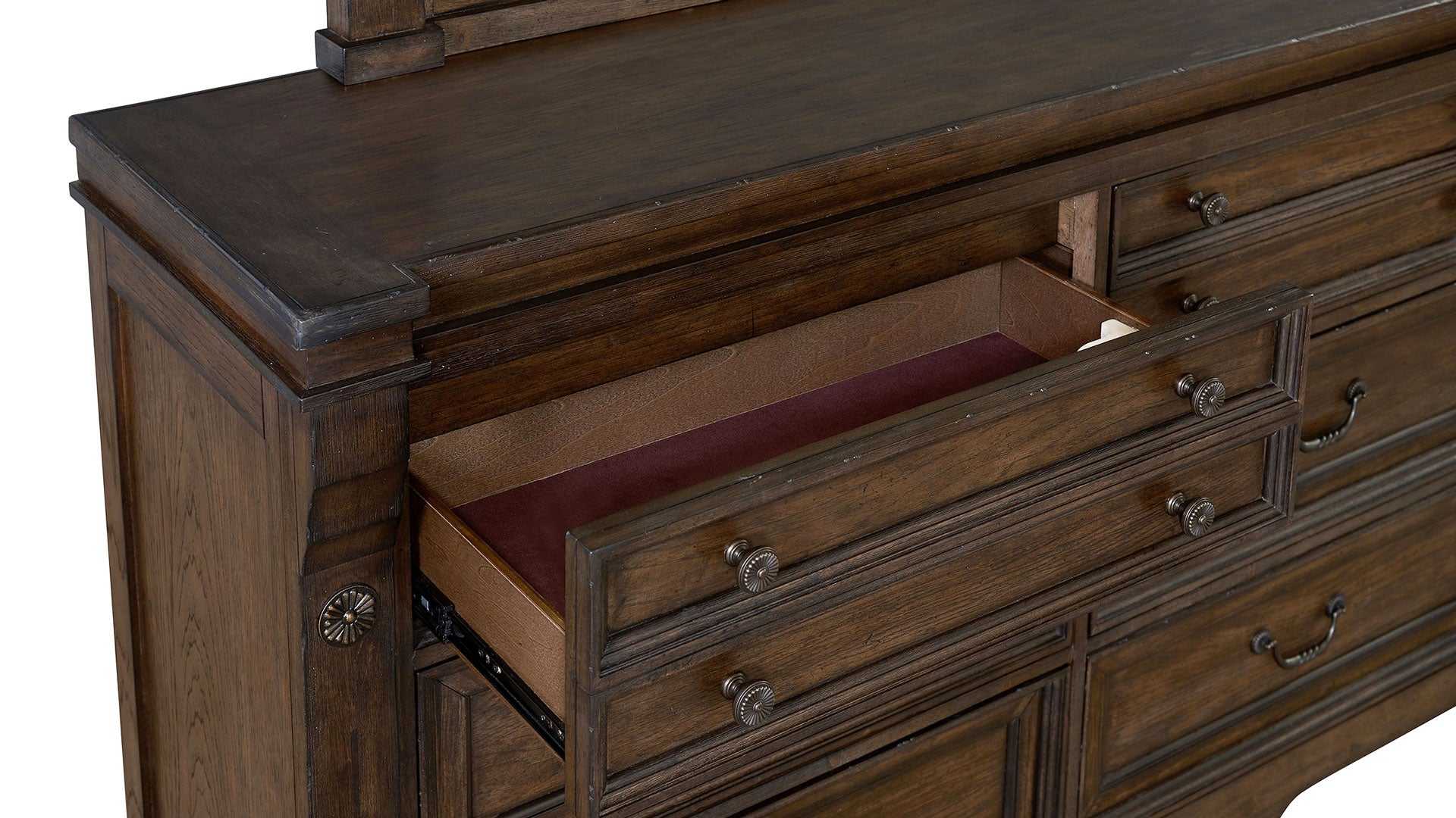 Pecan Rustic Dresser & Mirror