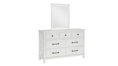 Flatiron Modern Farmhouse Antique Lace White 7 Drawer Dresser w/Mirror