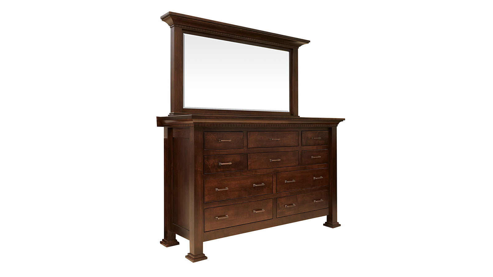 Galena Park Solid Maple Wood 10 Drawer Dresser w/Mirror