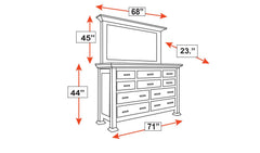 Galena Park Solid Maple Wood 10 Drawer Dresser w/Mirror