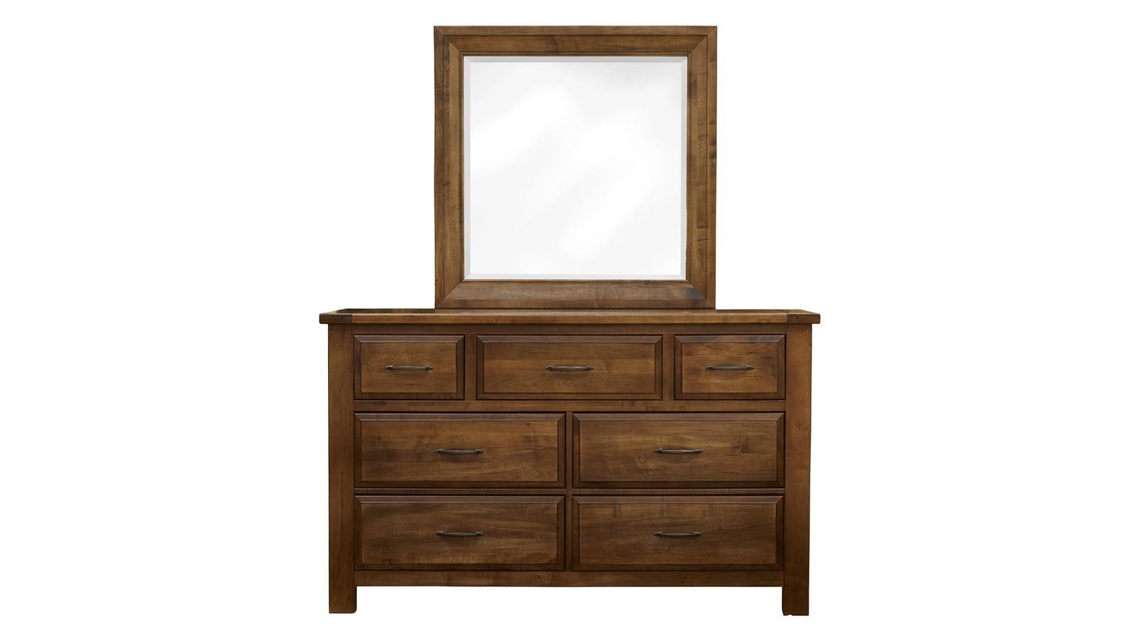 Red Hawk Valley Solid Maple Wood Modern 7 Drawer Dresser w/Mirror