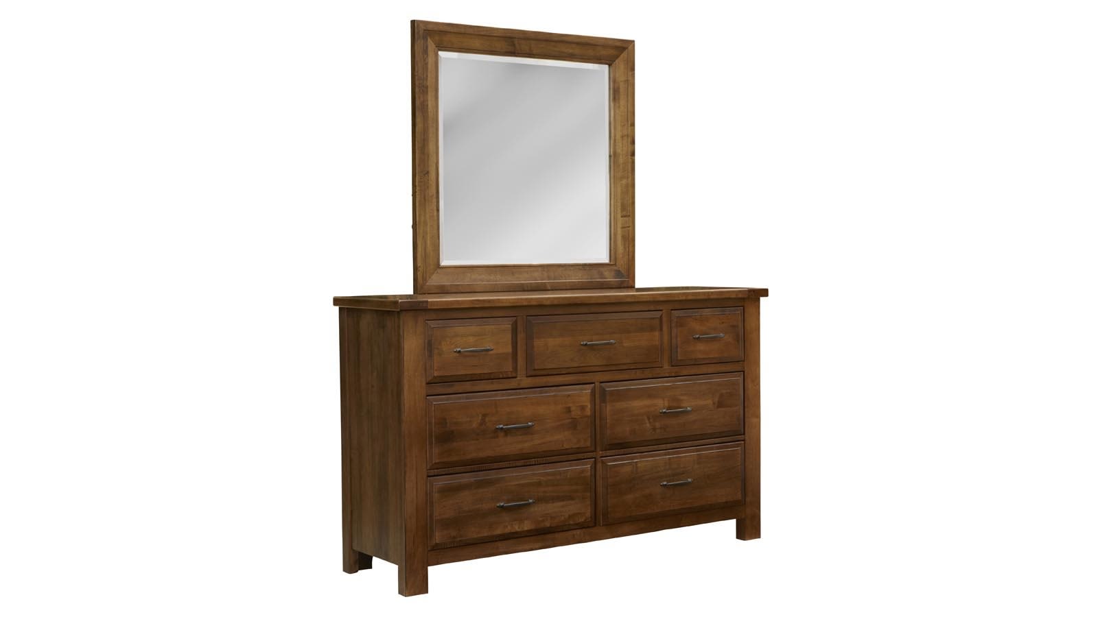 Red Hawk Valley Solid Maple Wood Modern 7 Drawer Dresser w/Mirror