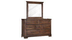 Cool Rustic Mink Modern Farmhouse Solid Maple 7 Drawer Dresser w/Mirror