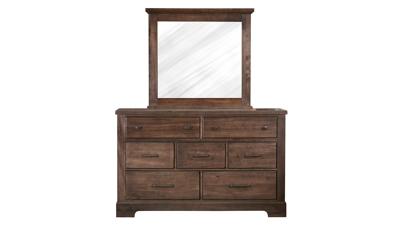 Cool Rustic Mink Modern Farmhouse Solid Maple 7 Drawer Dresser w/Mirror