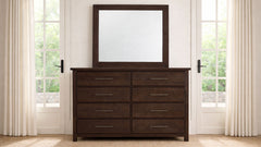 Java Dovetail Modern Farmhouse 8 Drawer Dresser w/Mirror