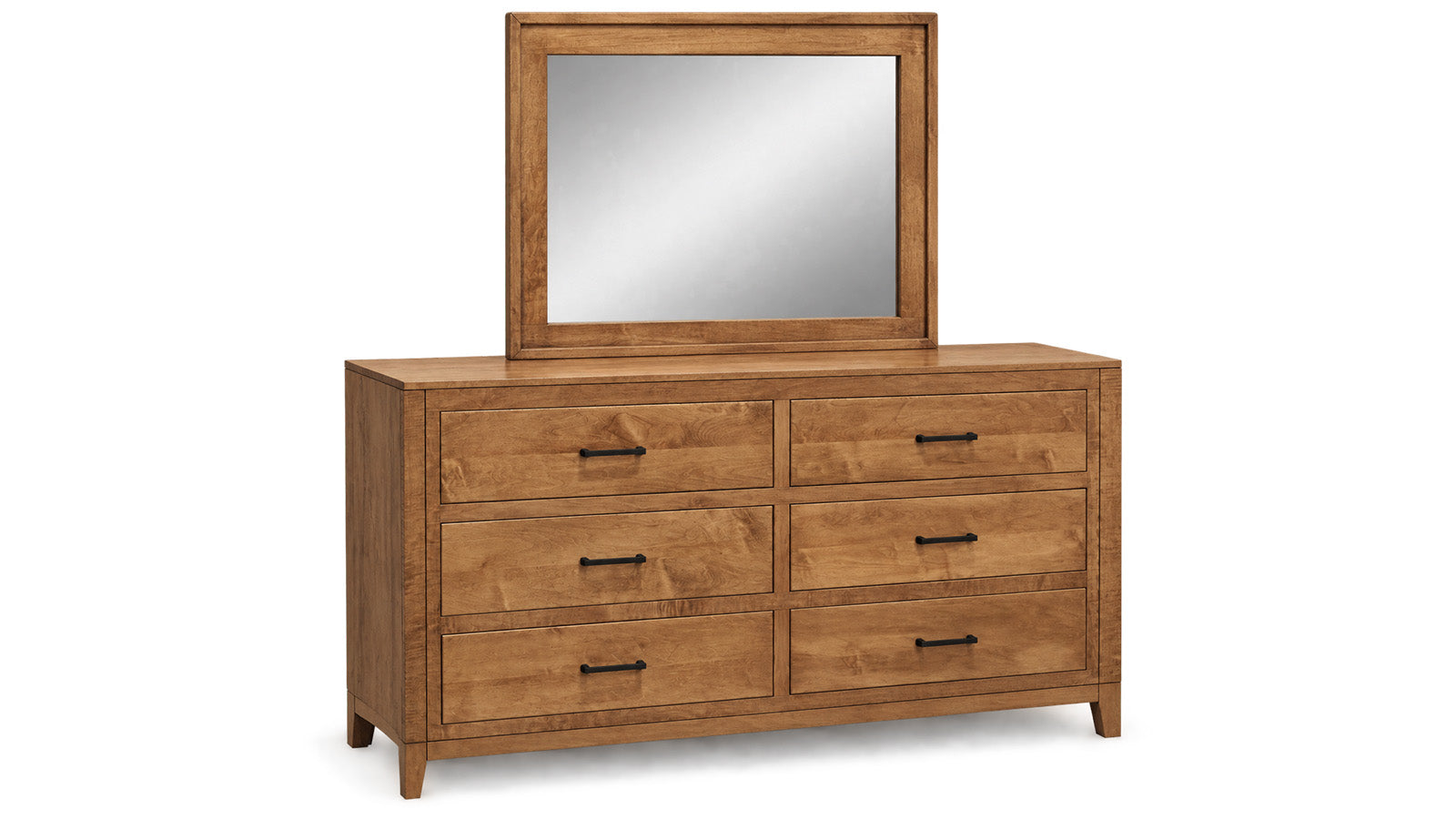 Modern Almond Amish Solid Wood Dresser and Mirror