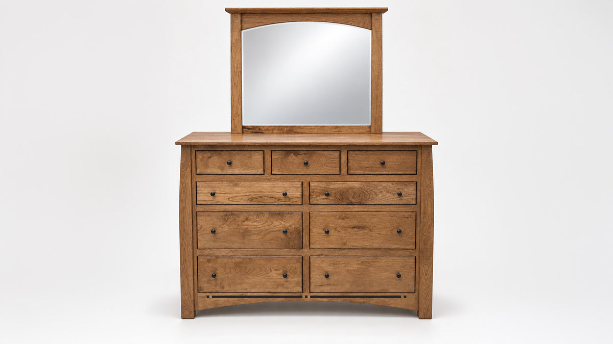 dresser and mirror on white bkg