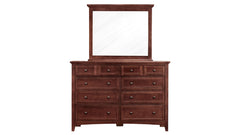 Bonanza Cherry Modern 8 Drawer Dresser w/Mirror