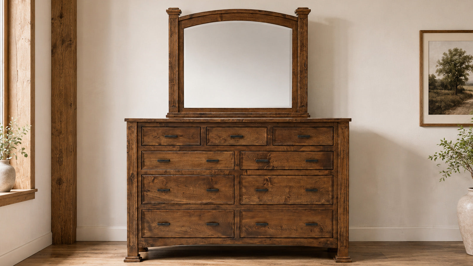 Lexington Solid Wood Amish Dresser and Mirror