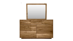 London Solid Walnut Modern 7 Drawer Dresser w/Mirror