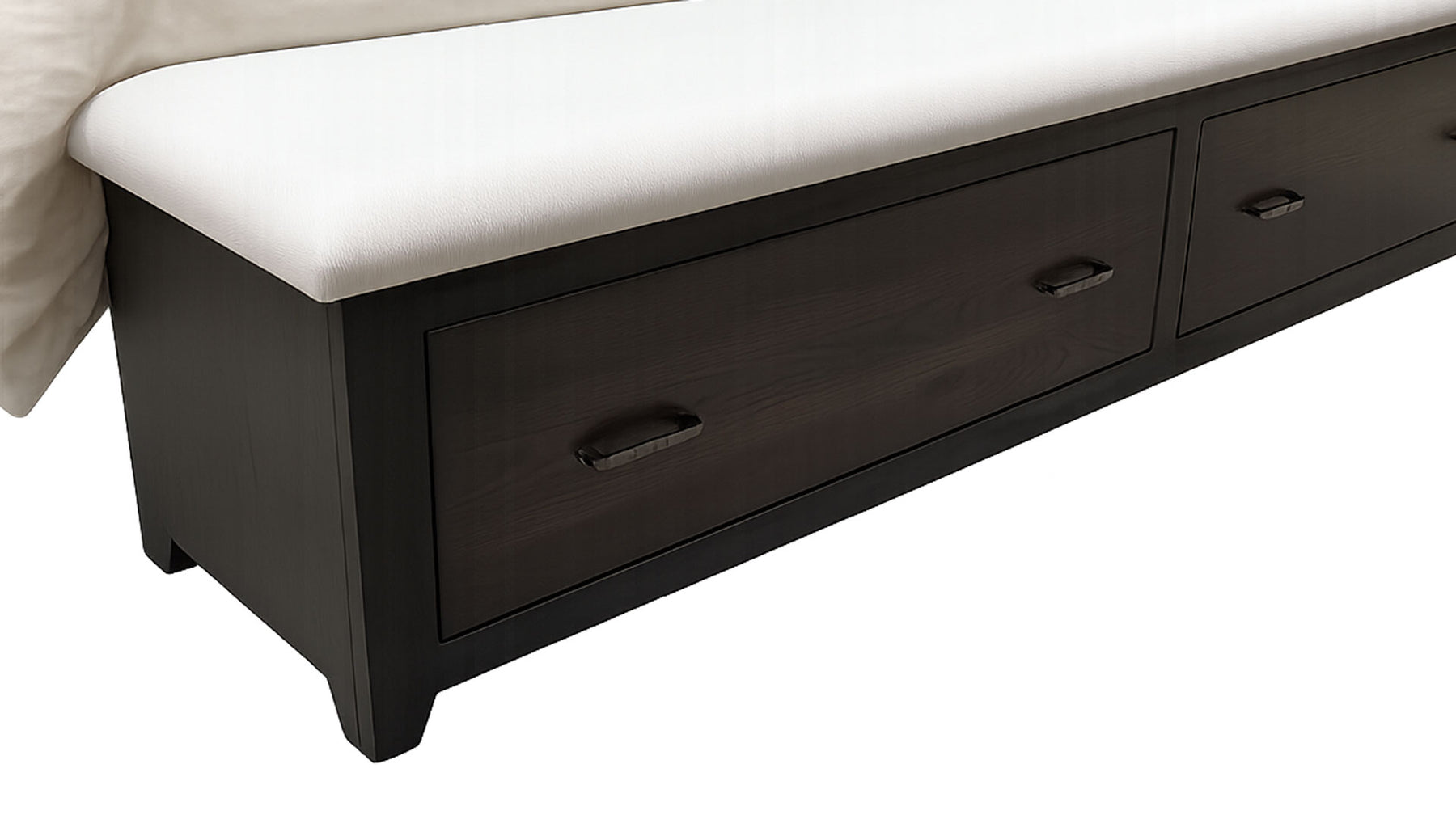 Tyler King Storage Bed with Upholstered Inset Headboard - Solid Wood Storage Bed - Handcrafted Amish - Made in USA