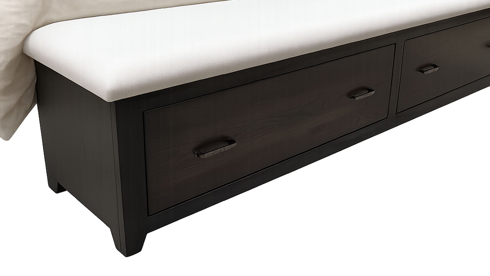 Tyler King Storage Bed with Upholstered Inset Headboard - Solid Wood Storage Bed - Handcrafted Amish - Made in USA