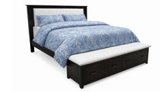 Tyler King Storage Bed with Upholstered Inset Headboard - Solid Wood Storage Bed - Handcrafted Amish - Made in USA