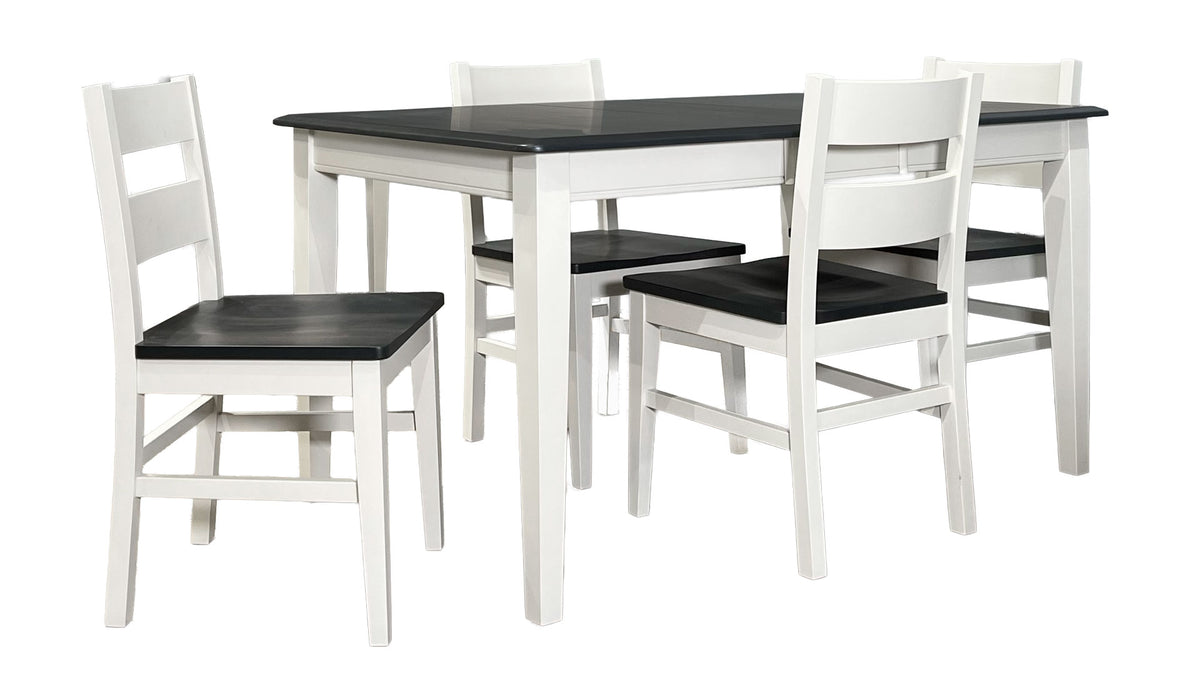 5pc Two Tone Grey & White Dining Table & 4 Chairs