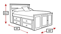 Full Size Turkey Creek Carmel Captains Bed w/Underdrawer Storage