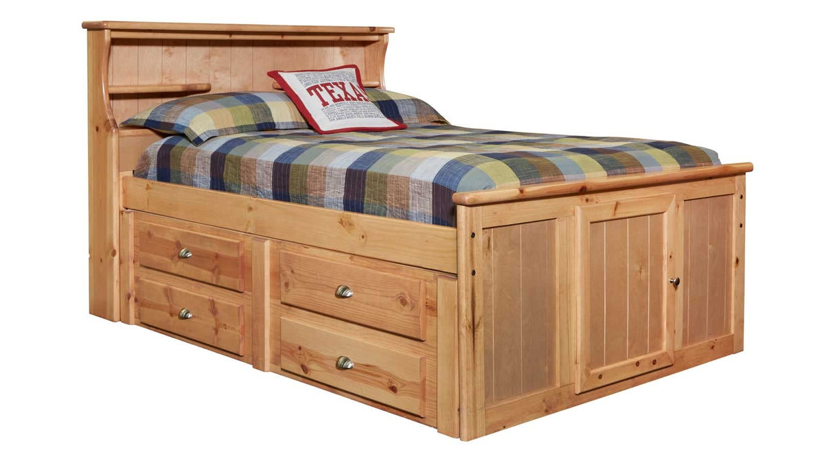 Full Size Turkey Creek Carmel Captains Bed w/Underdrawer Storage