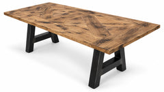 87" Rustic Parquet Solid Wood Dining Table | Gallery Furniture