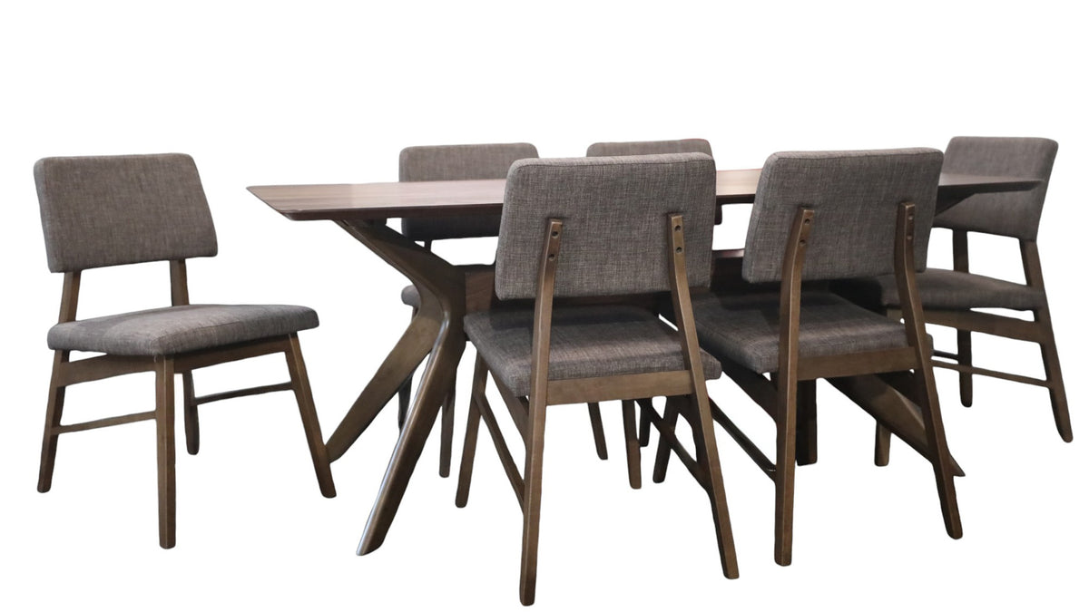 7 Pc Bristly Brown Dining Set (Table & 6 Chairs)