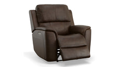Sillón reclinable eléctrico «Match Zero Gravity» de cuero marrón umbra de Big Spring – Sillón tapizado para salón | Gallery Furniture