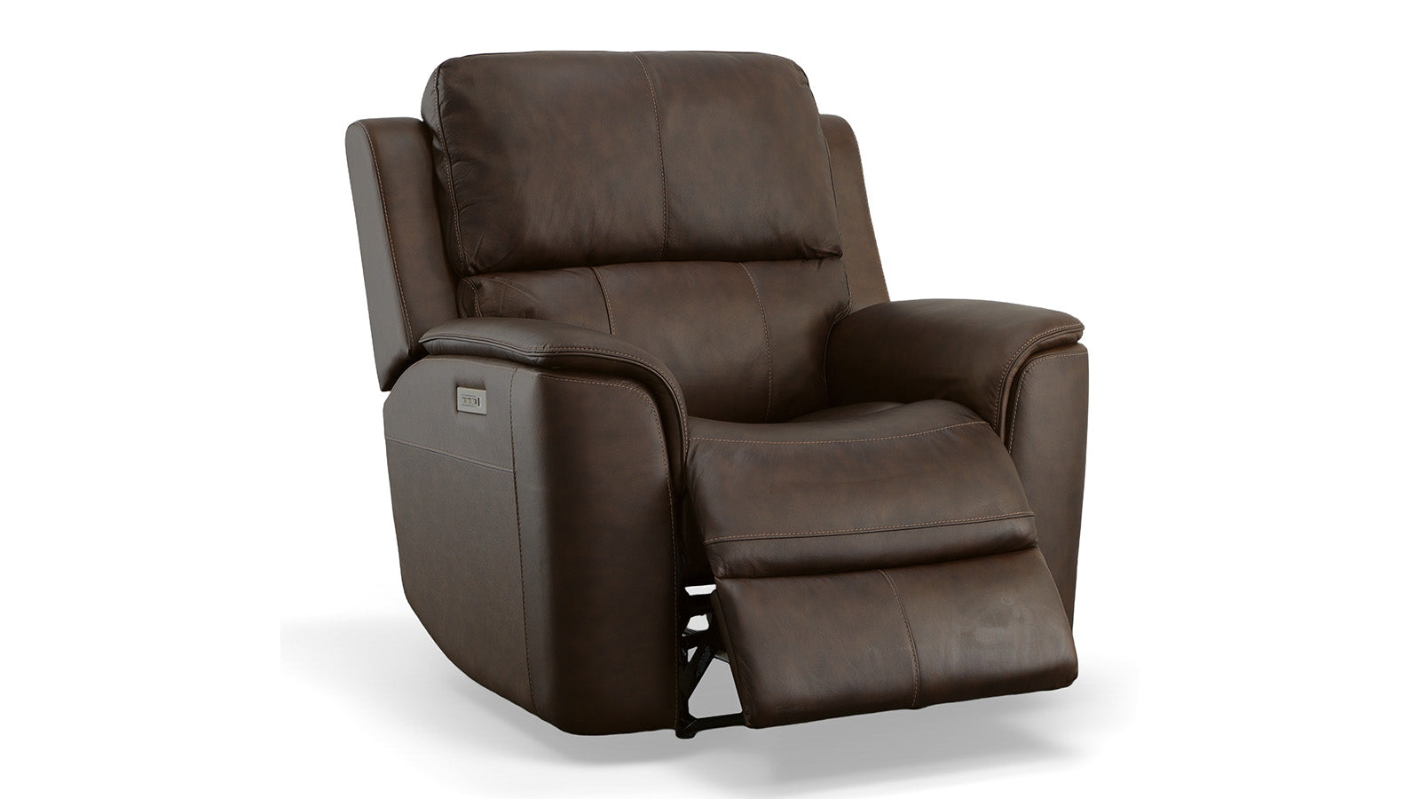 Sillón reclinable eléctrico «Match Zero Gravity» de cuero marrón umbra de Big Spring – Sillón tapizado para salón | Gallery Furniture