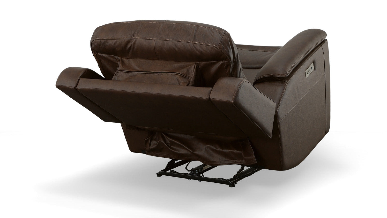 Sillón reclinable eléctrico «Match Zero Gravity» de cuero marrón umbra de Big Spring – Sillón tapizado para salón | Gallery Furniture
