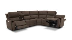 Side profile view of Cougar cappuccino sectional showing depth and reclining mechanism
