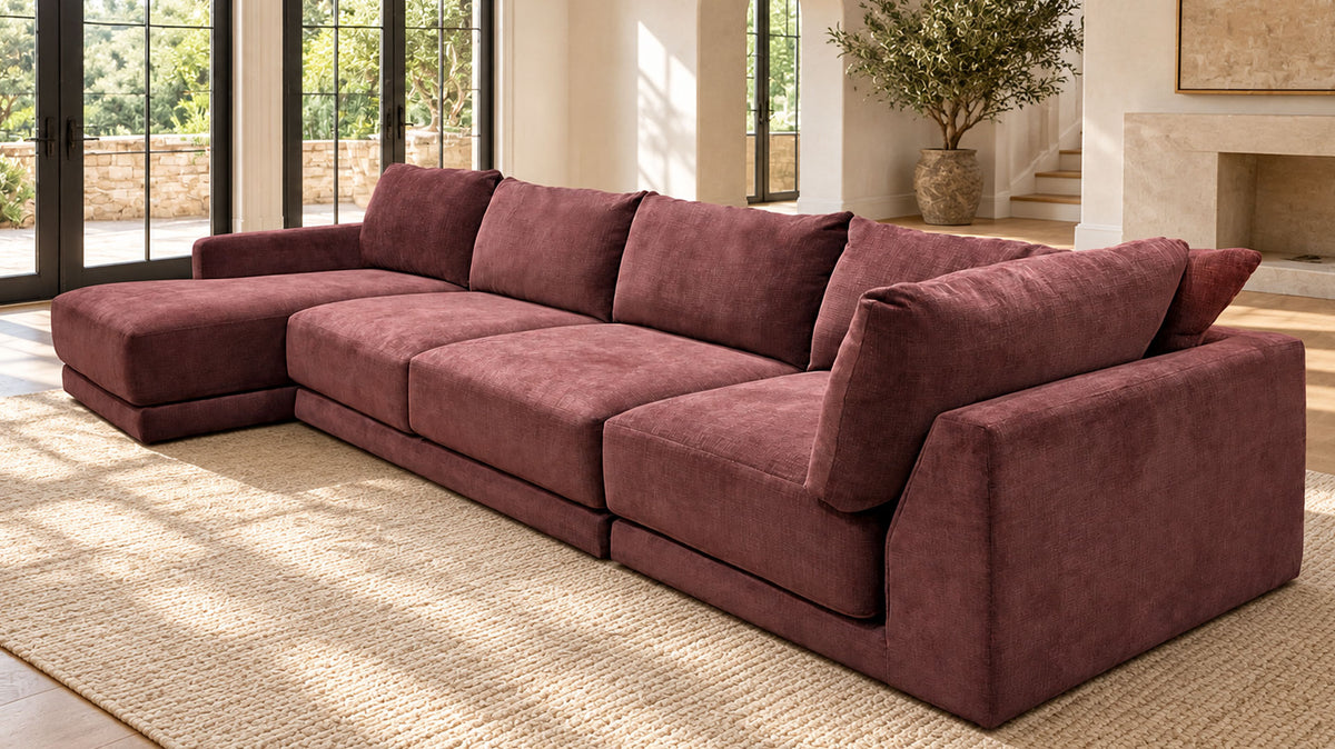 3pc Calvin Grape Sectional with Chaise | Gallery Furniture