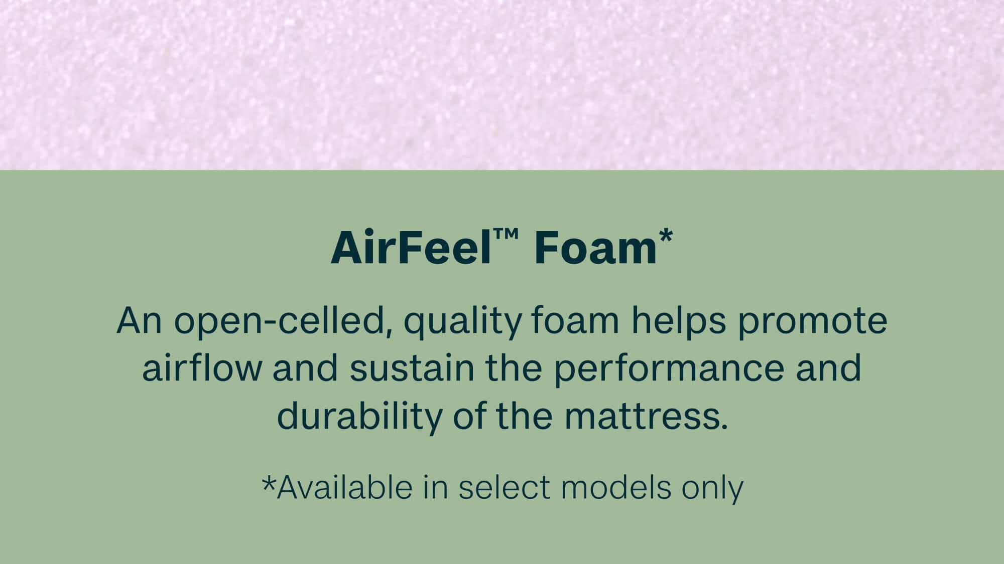 Text about AirFeel foam on a light purple background