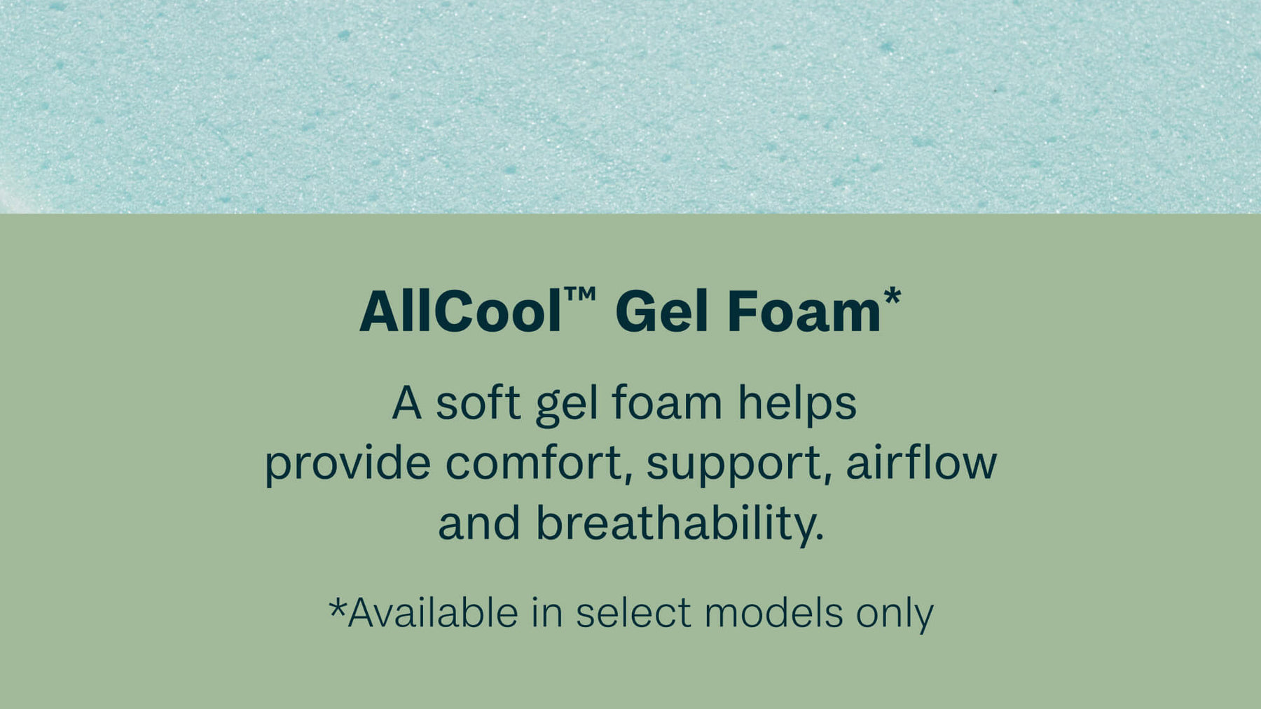Text about AllCool Gel Foam on a light blue and green background