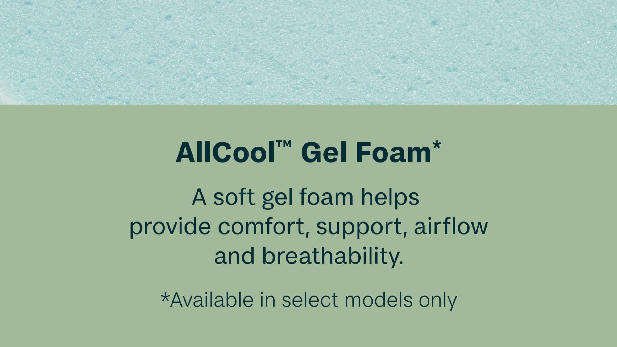 Text about AllCool Gel Foam on a light blue and green background