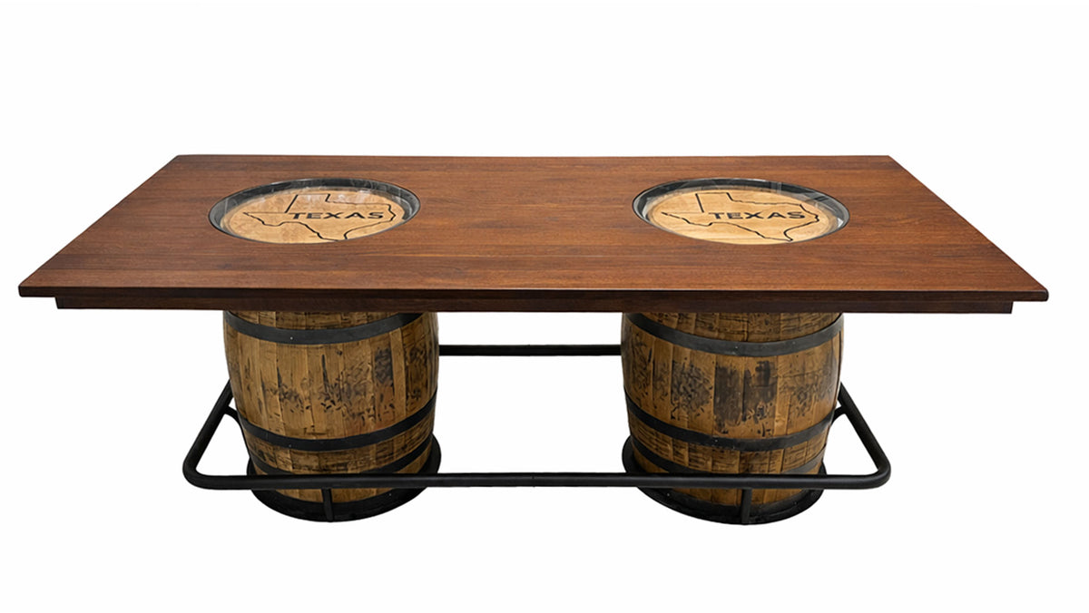 Texas Double Barrel Whiskey Counter Table - Amish Crafted Solid Wood - Made in USA