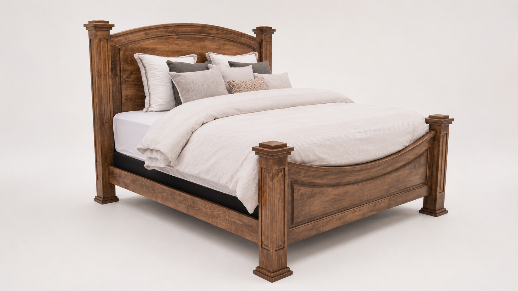 King Size Lexington Solid Maple Wood Almond Stain Bed