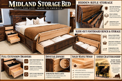 King Size Midland Solid Maple Amish Storage Bed