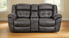 Marcelina Charcoal Manual Reclining Loveseat w/Console | Made in USA | Microfiber