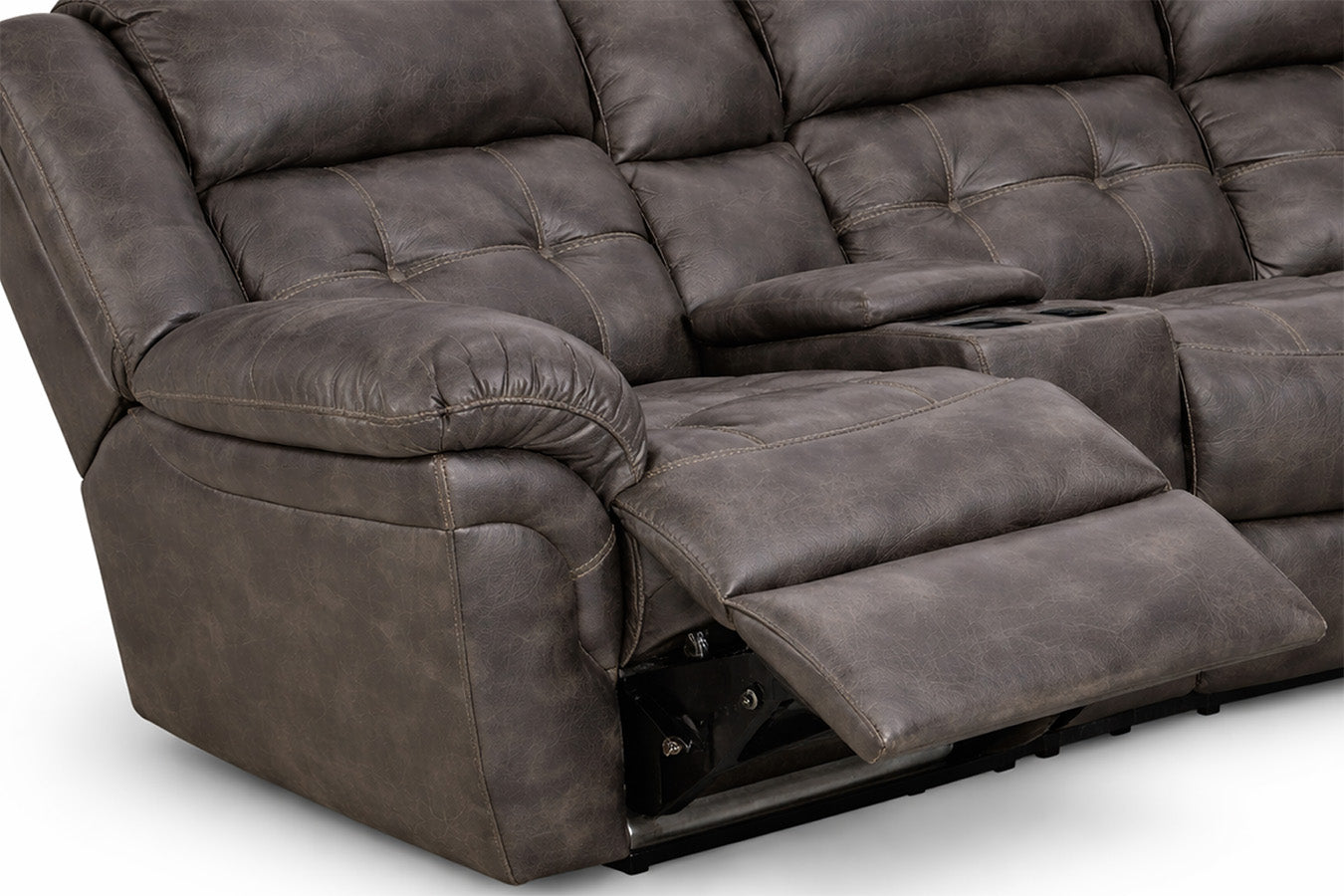 Gray recliner sofa on a white background