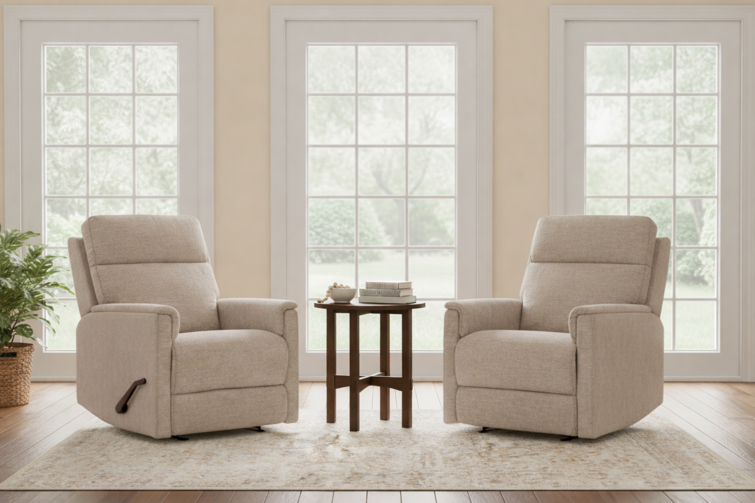Perfect Match Compact Shoreline Tan Manual Rocker Recliner – Upholstered Living Room Chair | Gallery Furniture