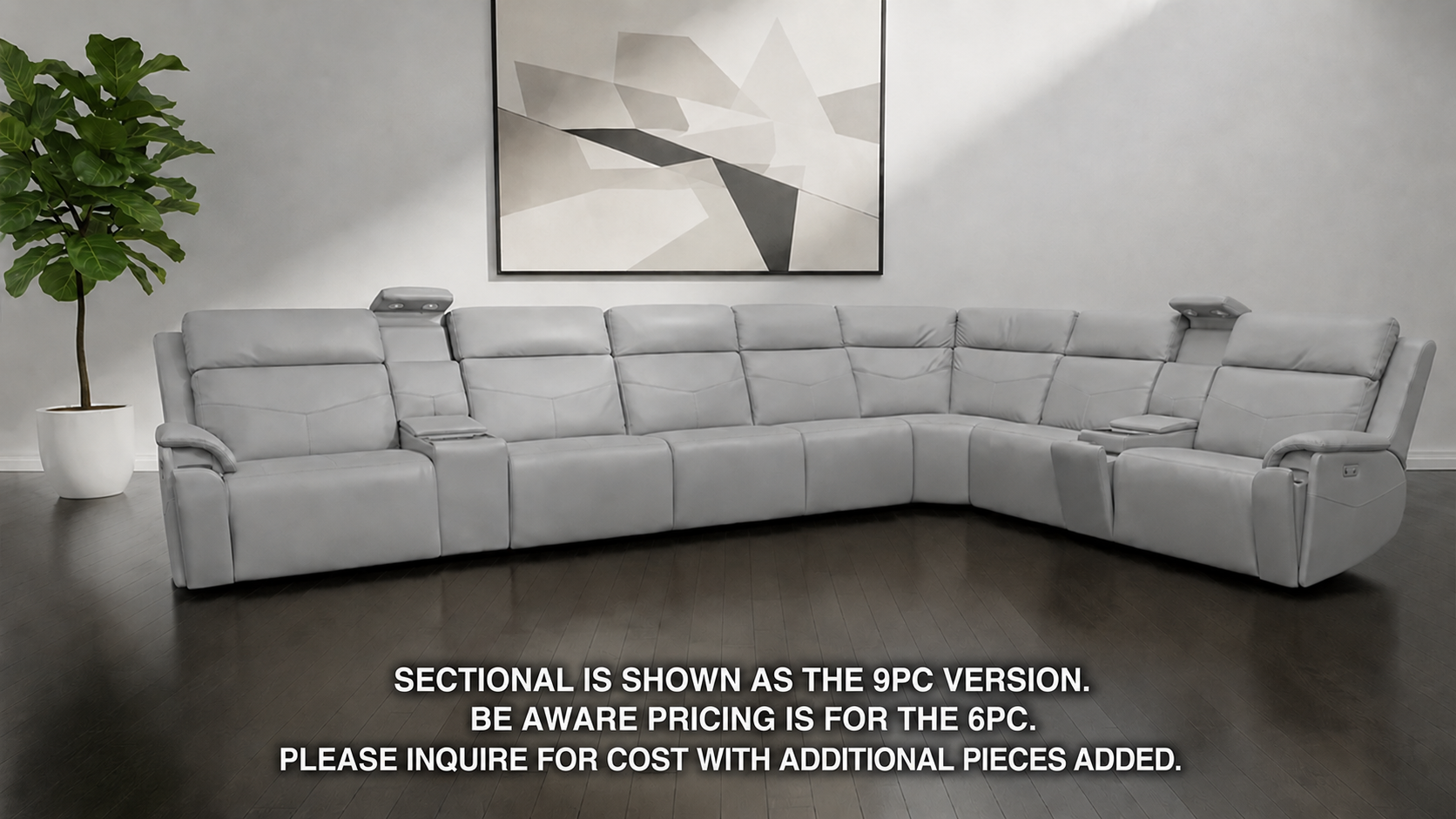 Sofá modular reclinable eléctrico de 6 piezas con tejido técnico «Cougar Dove Grey» y función «Zero Gravity»